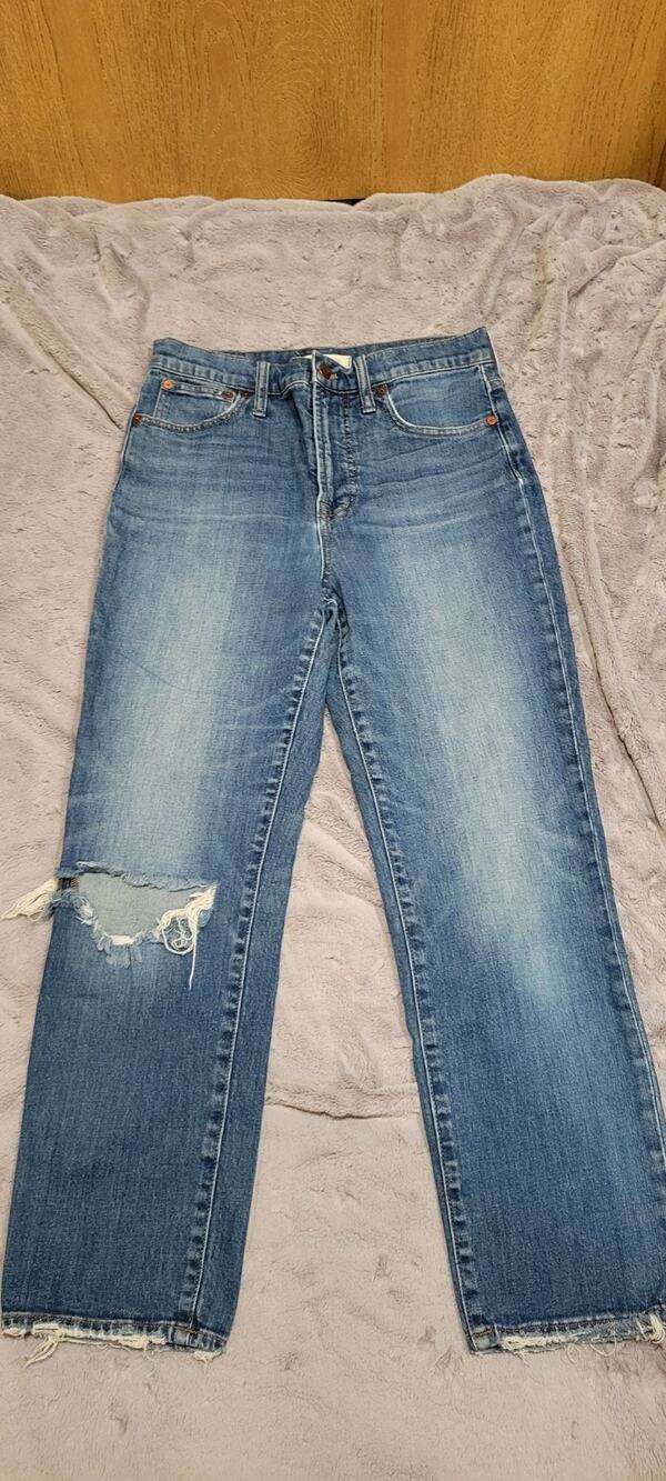 Madewell The Perfect Vintage Crop Jean Womens 27 Distressed Knee High Rise Y2K